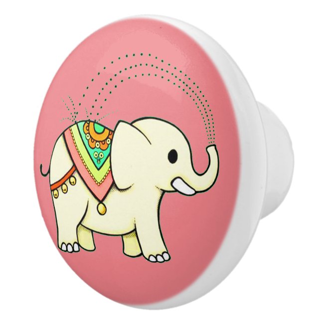 Rainbow Elephant Ceramic Knob
