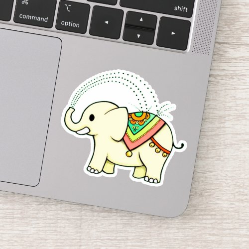 Rainbow Elephant Custom_Cut Vinyl Sticker