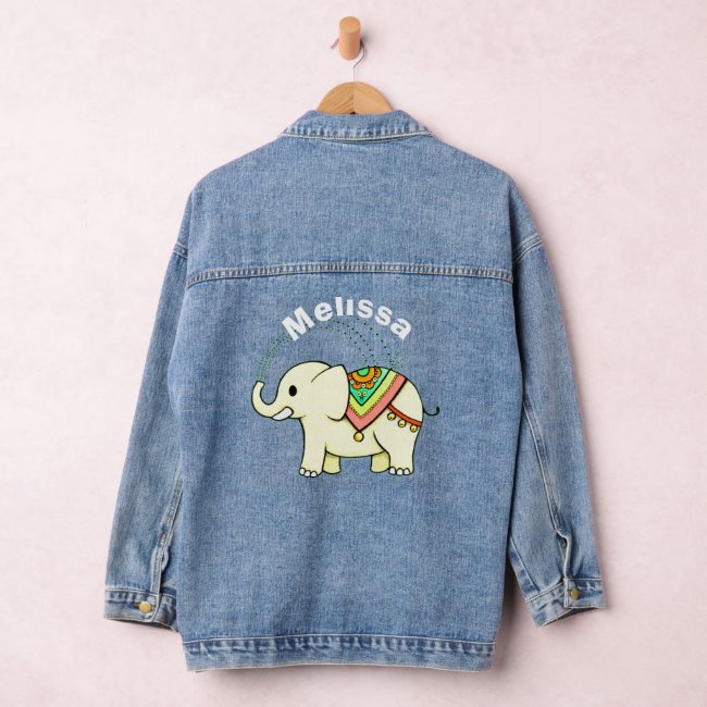 Rainbow Elephant Denim Jacket