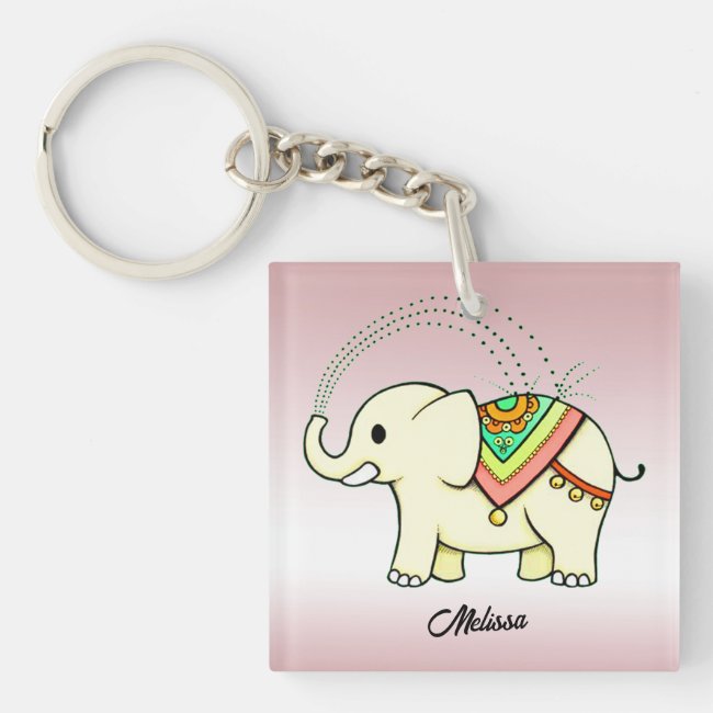Rainbow Elephant Double-Sided Acrylic Keychain