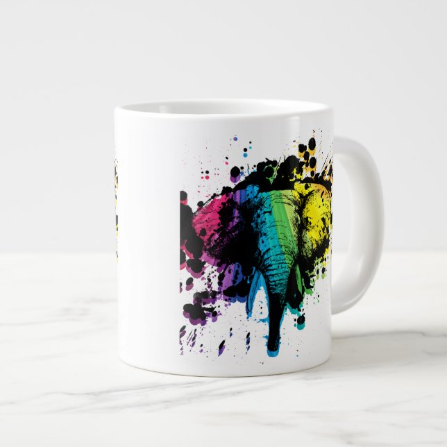 Rainbow Elephant Giant Coffee Mug (Front Right)