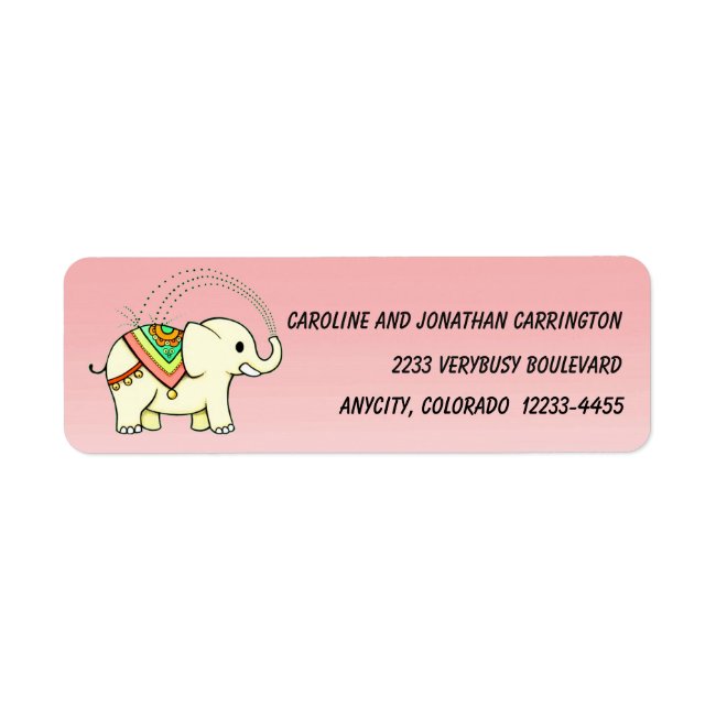Rainbow Elephant Return Address Label