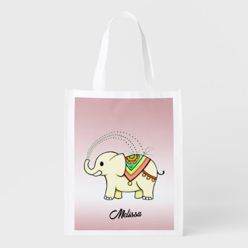 Rainbow Elephant Reusable Grocery Bag