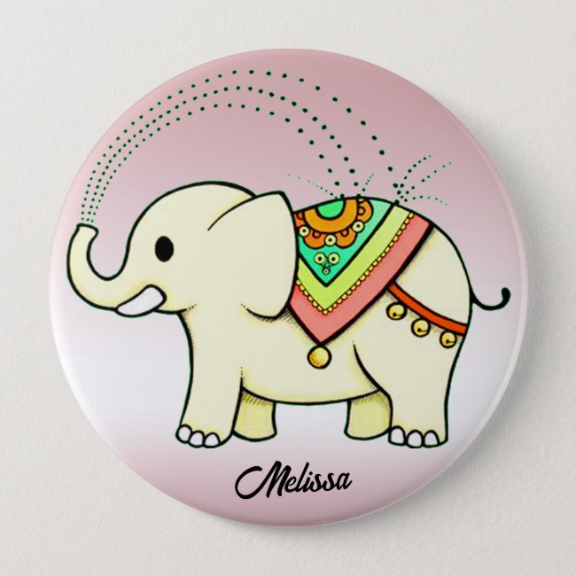 Rainbow Elephant Round Button