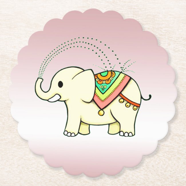 Rainbow Elephant Set of Sturdy Paper Coasters