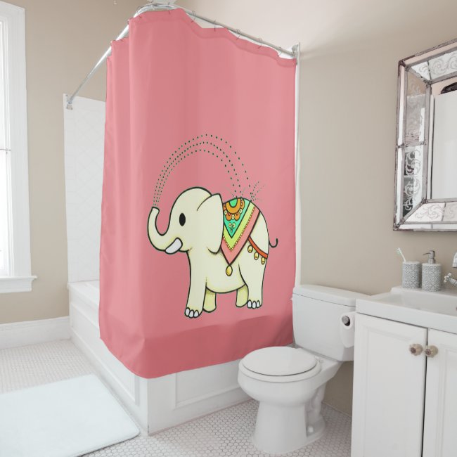 Rainbow Elephant Shower Curtain