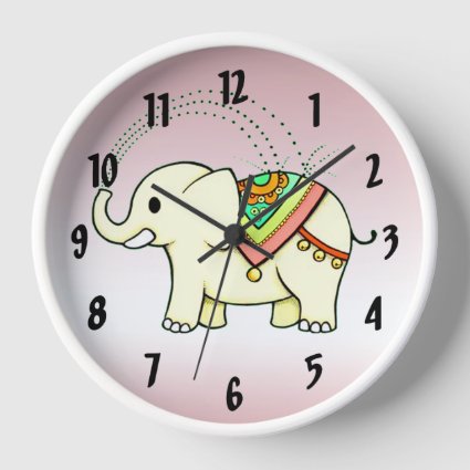 Rainbow Elephant Wall Clock