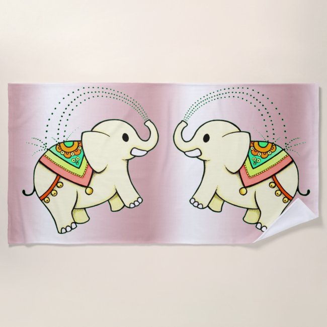 Rainbow Elephants Beach Towel