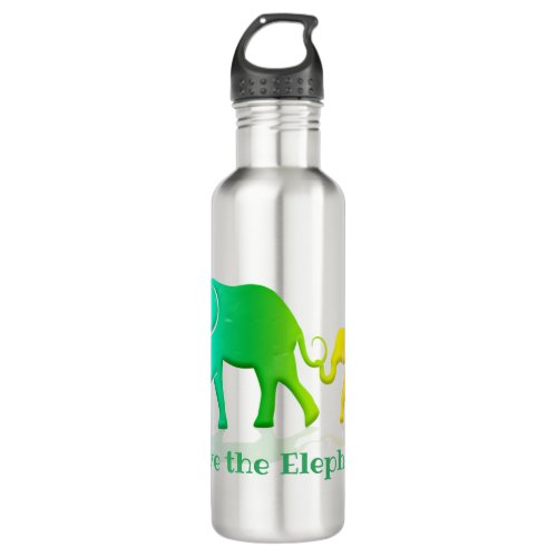 Rainbow Elephants Design Water Bottle