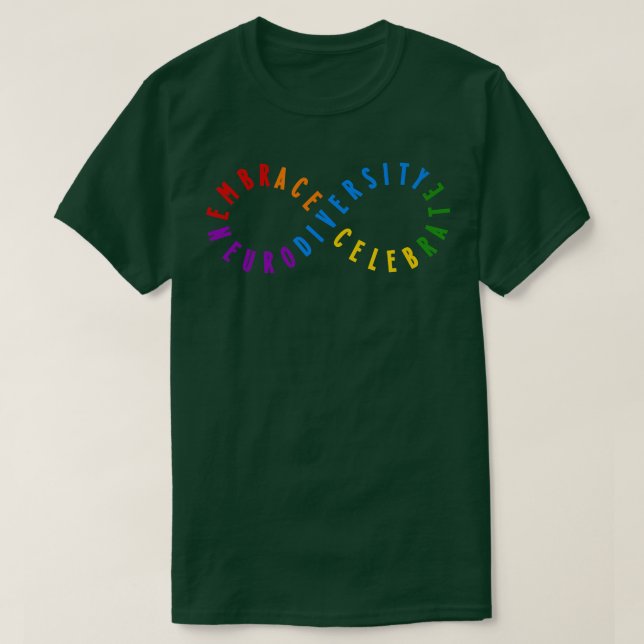 Rainbow Embrace Neurodiversity ASD ADHD Autism Awa T-Shirt (Design Front)
