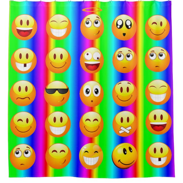 rainbow emoji bathroom shower curtain (Front)