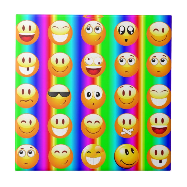 rainbow emoji ceramic tile (Front)