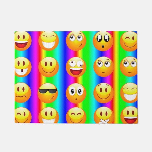 rainbow emoji door mat doormat (Front)