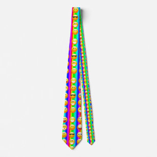 rainbow emoji neck tie