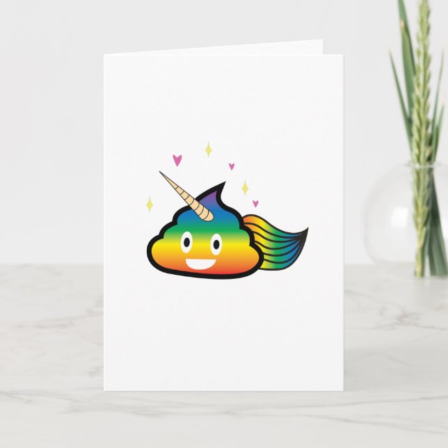 Rainbow Emoji Poop Cute Girl funny  Birthday Party Card (Front)