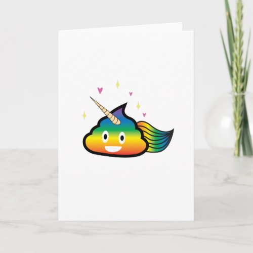 Rainbow Emoji Poop Cute Girl funny  Birthday Party Card