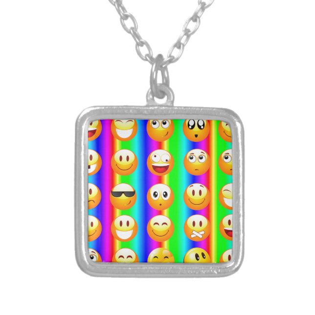 rainbow emoji silver plated necklace (Front)