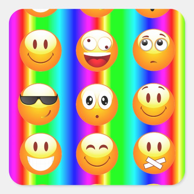 rainbow emoji square sticker (Front)
