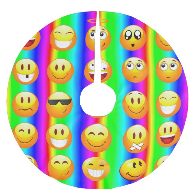 rainbow emoji xmas christmas tree skirt (Front)
