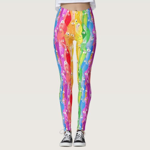 Rainbow Emoting Blob Cute Monsters in Pride Colors Leggings