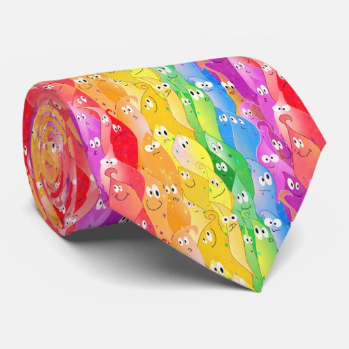 Rainbow Emoting Blob Cute Monsters in Pride Colors Neck Tie