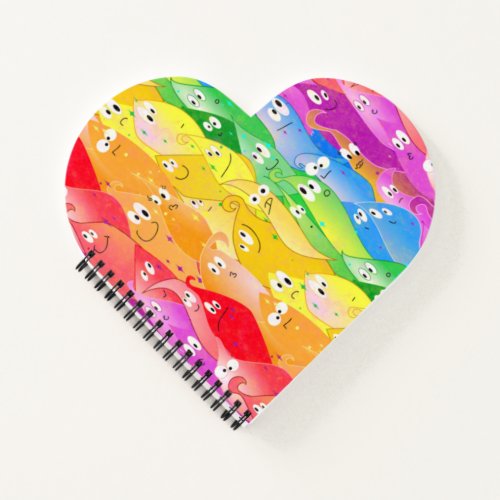 Rainbow Emoting Blob Cute Monsters in Pride Colors Notebook
