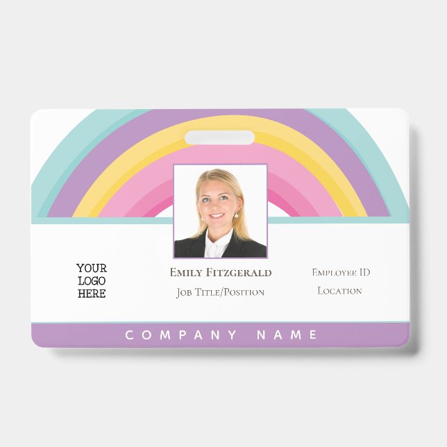 Rainbow Employee Photo ID Name Logo Badge (Front)