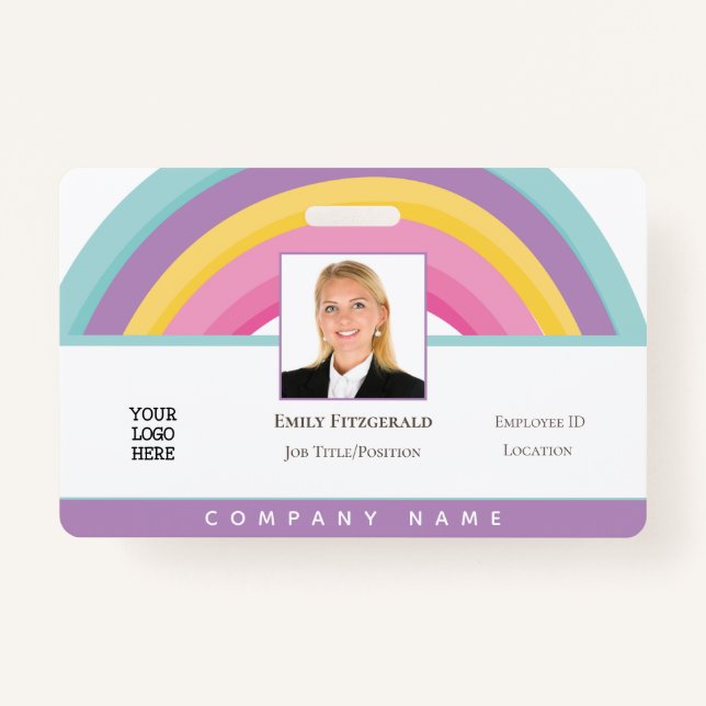 Rainbow Employee Photo ID Name Logo Badge (Front)