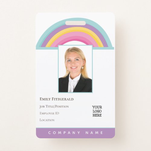 Rainbow Employee Photo ID Name Logo Portrait Badge