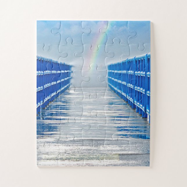 rainbow end on wet pier jigsaw puzzle (Vertical)
