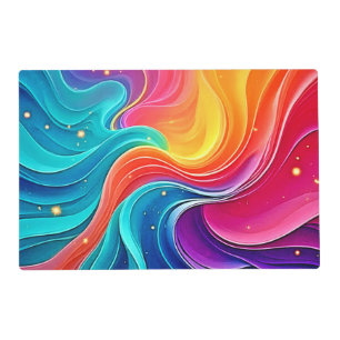 Rainbow Energy Swirl: Vibrant Flow Art Placemat
