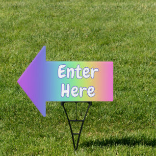 Rainbow Enter Here Arrow Sign