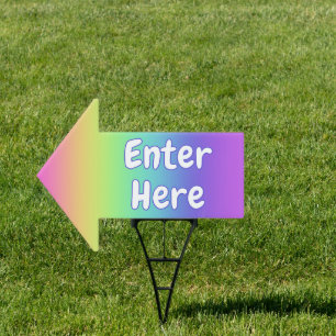 Rainbow Enter Here Arrow Sign