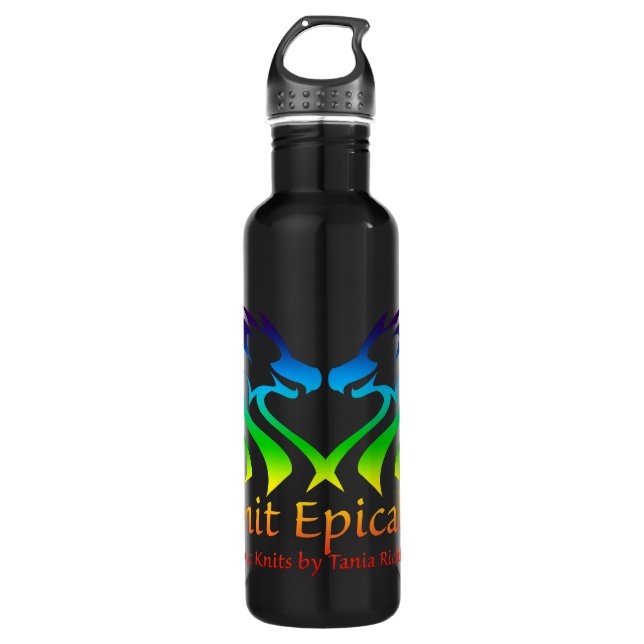 Rainbow Epic Knits Logo Waterbottle Water Bottle (Front)