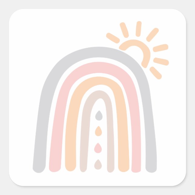 Rainbow Essential Oil Drops Square Sticker (Front)