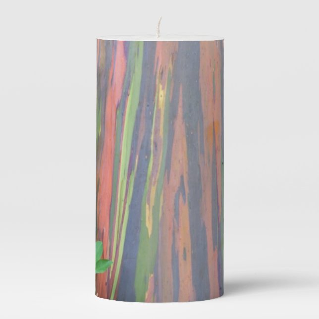 Rainbow Eucalyptus Tree Pillar Candle (Front)
