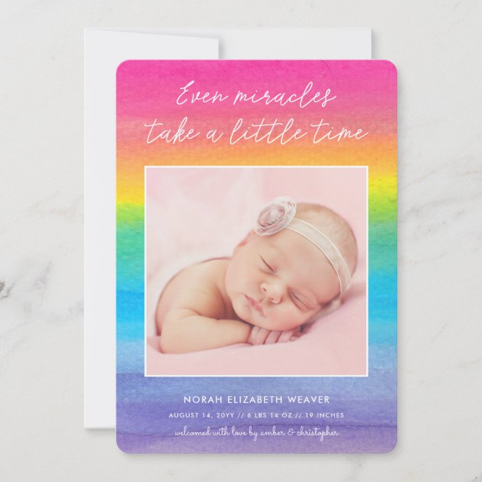 rainbow birth announcements