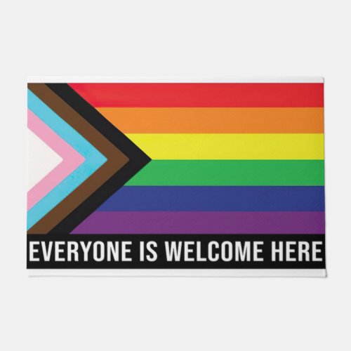 Rainbow Everyone Is Welcome Here Mat