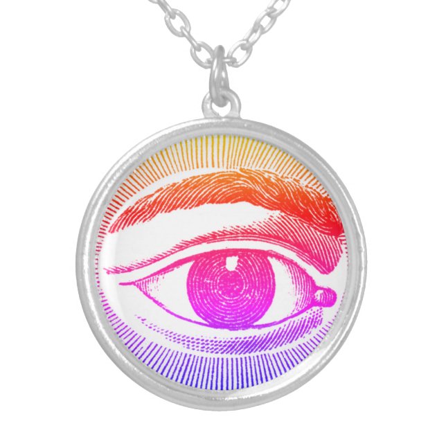 Rainbow Evil Eye Silver Plated Necklace (Front)
