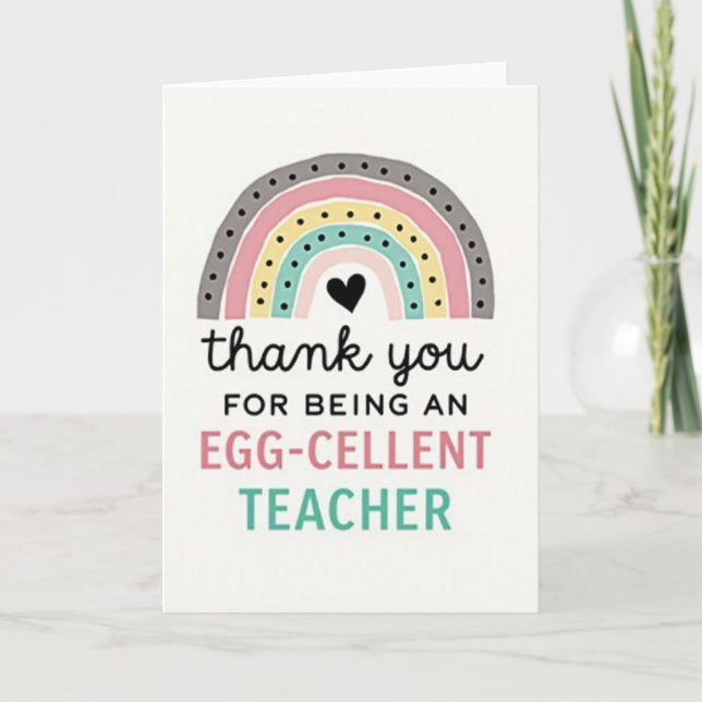 Rainbow Excellent Teacher Card (Front)