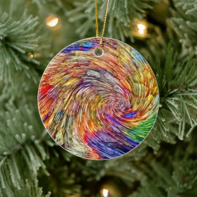 Rainbow Explosion Ceramic Ornament (Tree)