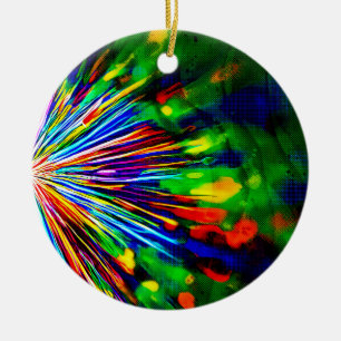 Rainbow Explosion  Ceramic Ornament