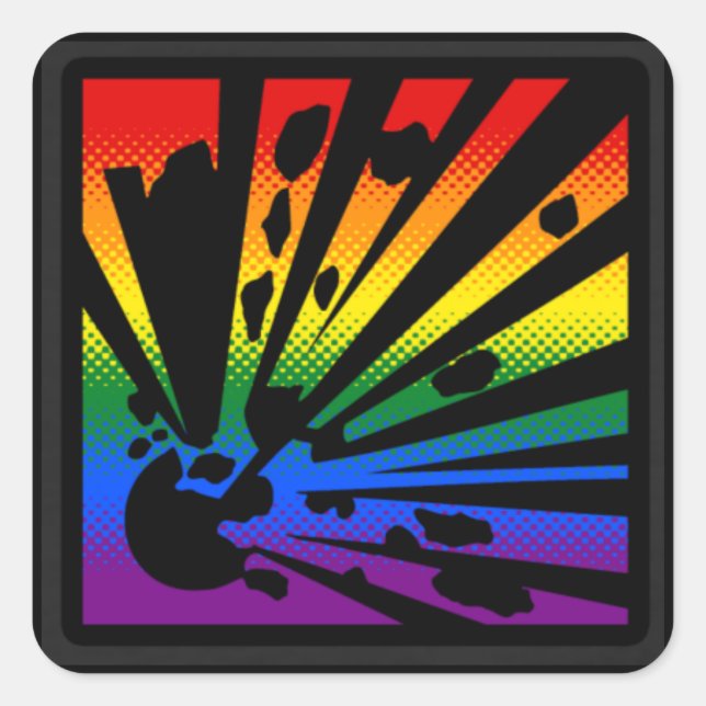 Rainbow Explosion Square Sticker (Front)