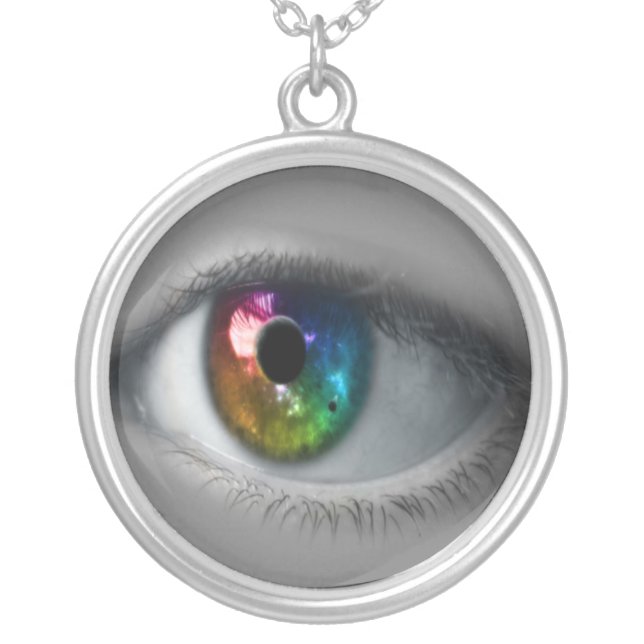 Rainbow Eye Sterling Silver Necklace Pendant (Front)
