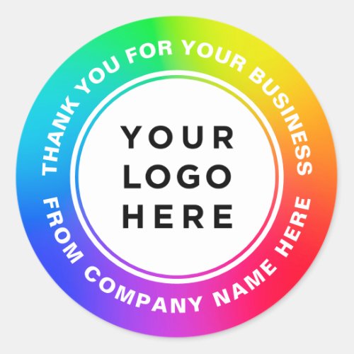 Rainbow Eyecatching Professional Logo Thank you Classic Round Sticker