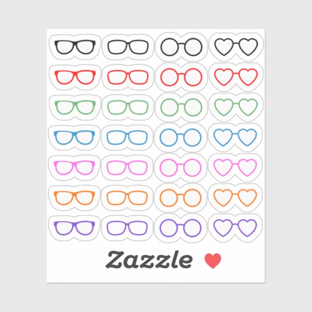 Rainbow Eyeglasses Reading Eye Doctor Appointment  Sticker (Sheet)