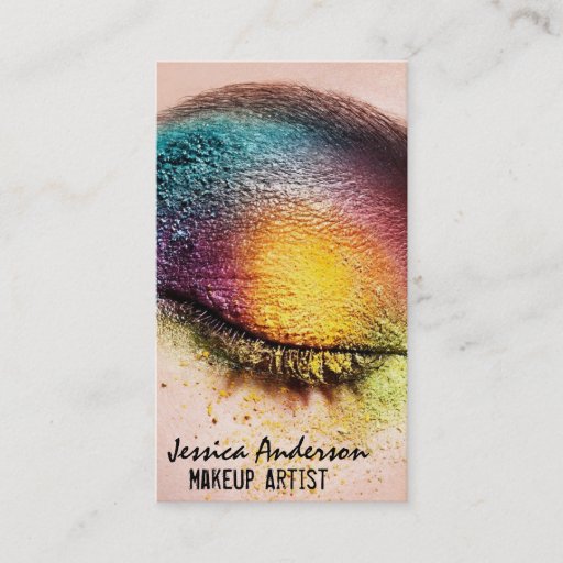Customizable Rainbow Eyes Makeup Artist Business Card Templates