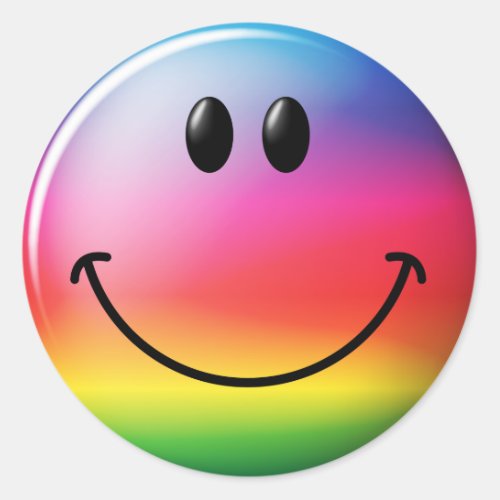 Rainbow Face Classic Round Sticker