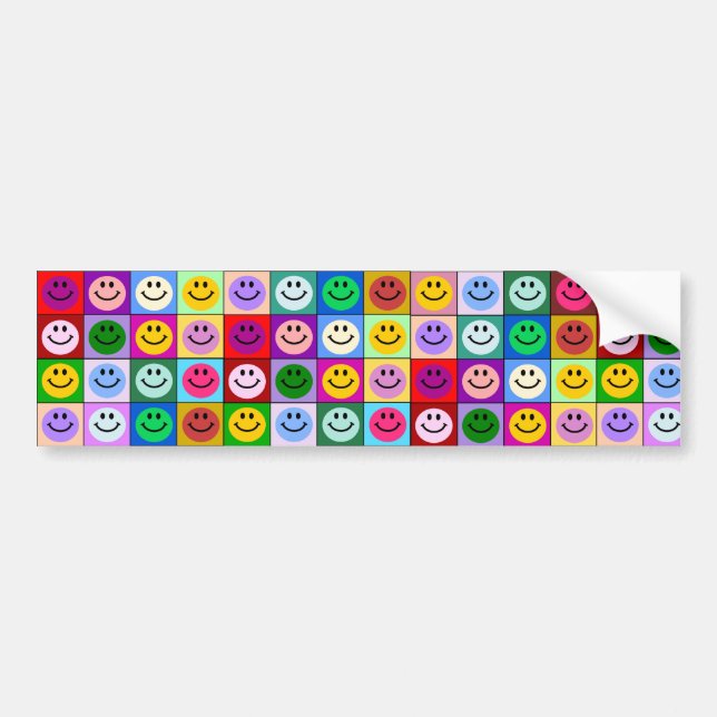Rainbow face squares bumper sticker (Front)