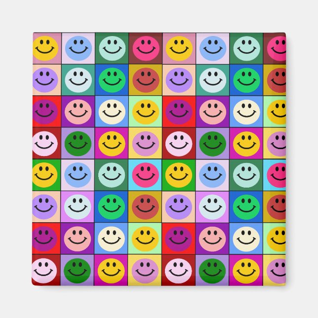 Rainbow face squares magnet (Front)